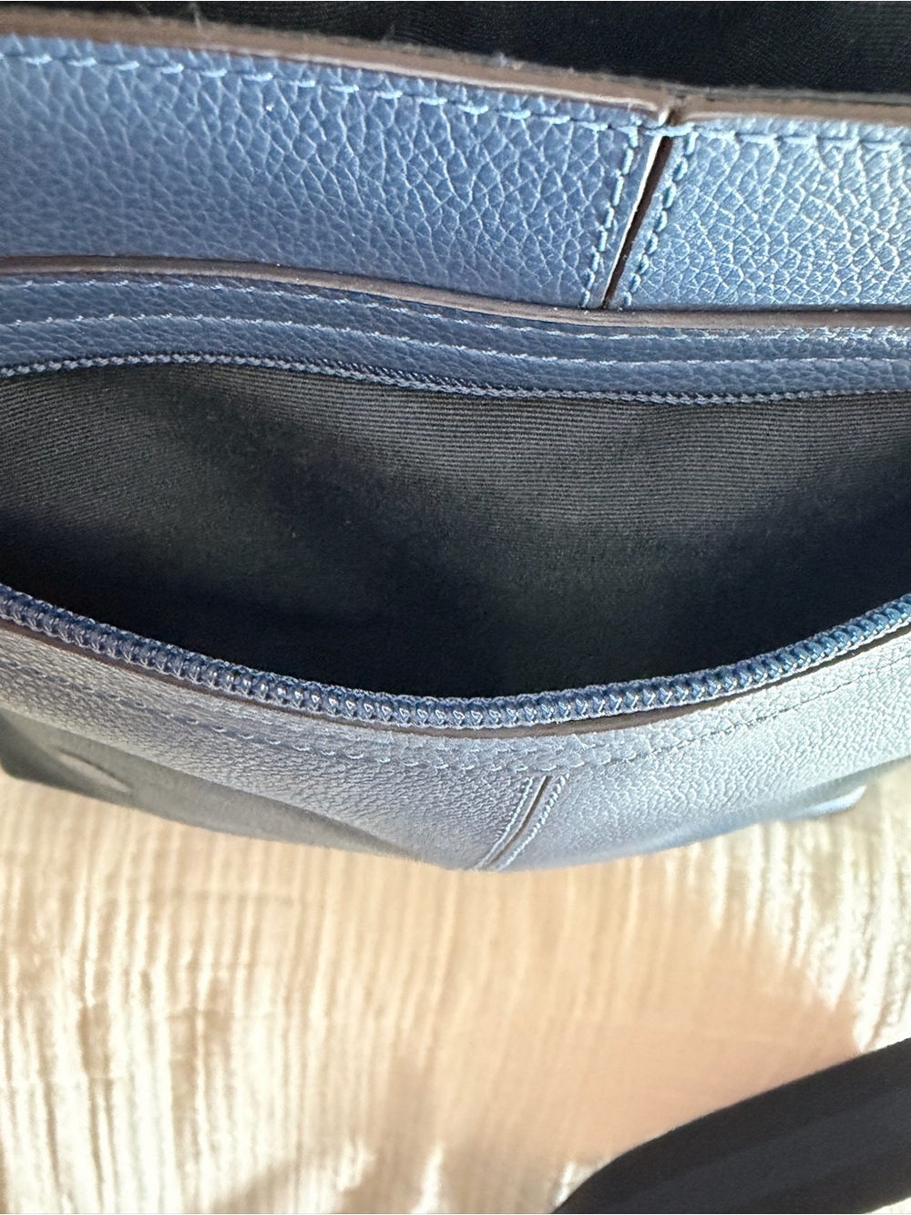 Coach Charles Navy Blue Leather Messenger Bag - Picture 11 of 14